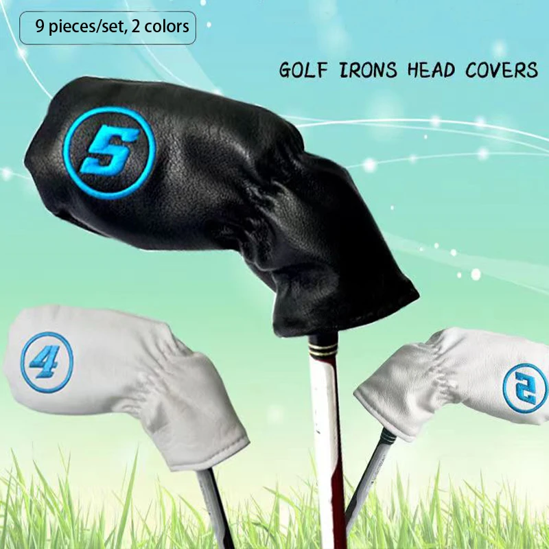 

9pcs/Set Golf Club Iron Head Covers Headcover with No. on Both Sides Suitable for Right and Left Handed Golfer