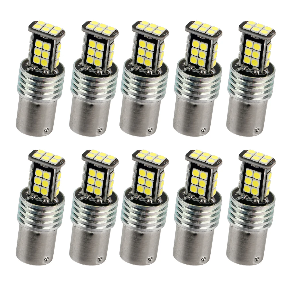 

MIHAZ 10pcs S25 1156 24SMD Aluminum Alloy Light Bulb For Car BA15S P21W For Ford Universal Brake Reversing Turn Signal Light 12V