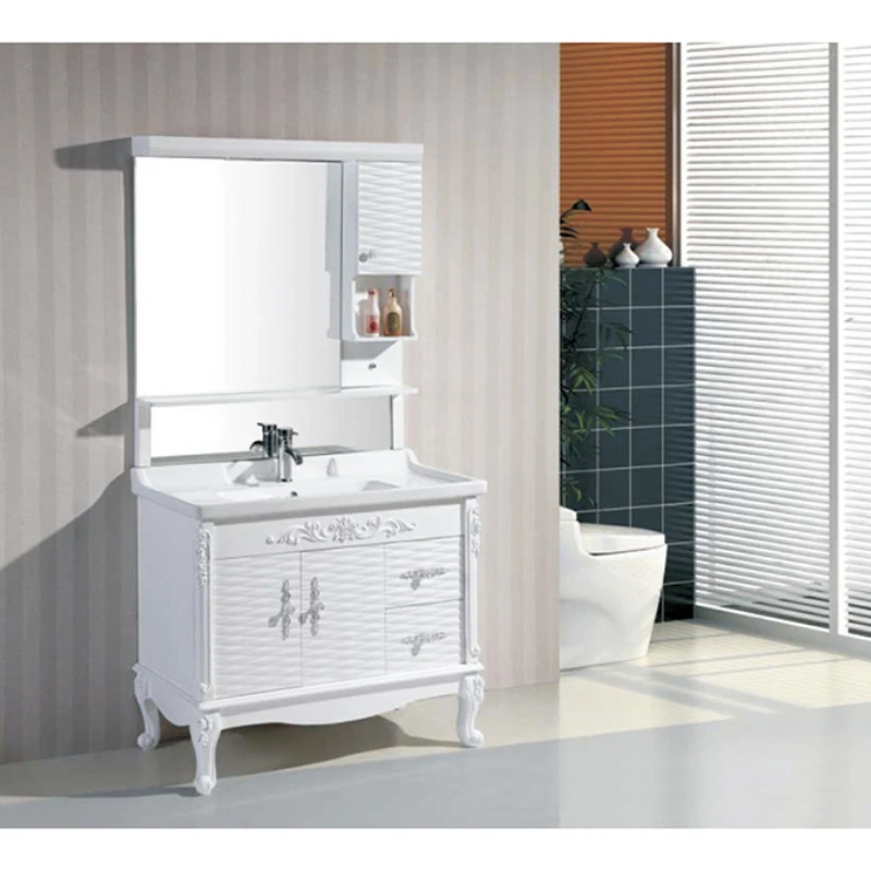 

Прямая продажа с завода, современная мебель, зеркало, белый туалетный столик из ПВХ, шкаф для ванной комнаты с раковиной