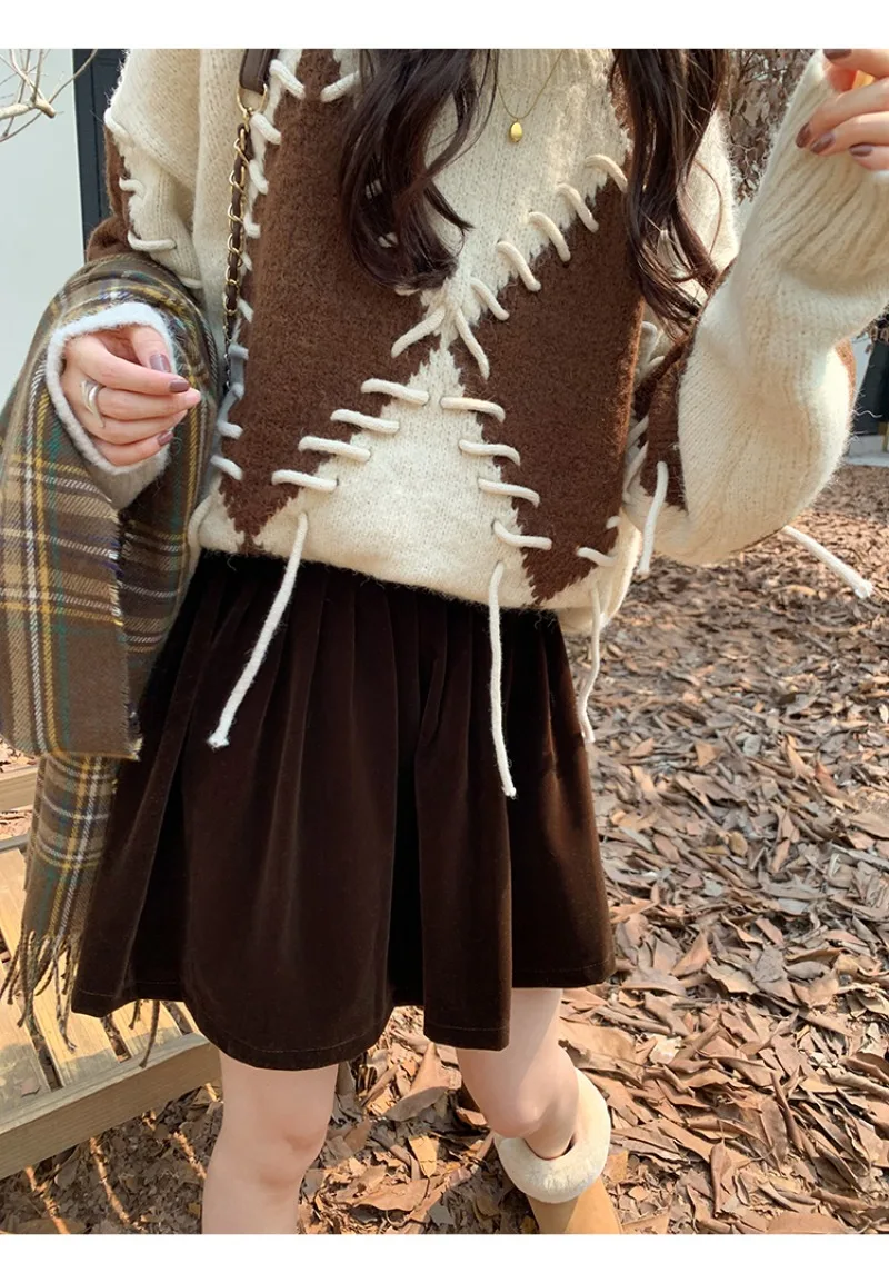 Женский свитер с длинным рукавом GAODINGLAN свободный трикотажный в клетку большие