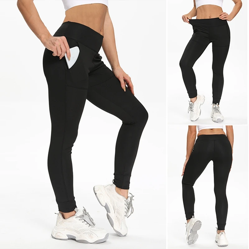 

Women's Sweatpants Running Fitness Moisture Wicking Pocket Yoga Pants Leggings Black