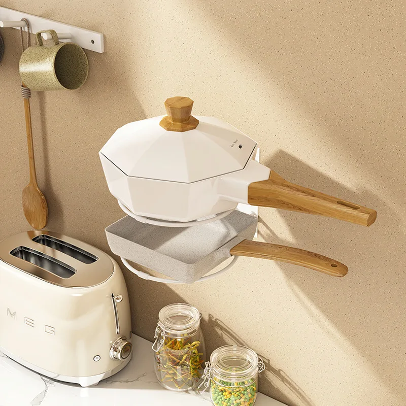 

Кухонная стойка-органайзер, настенный стеллаж для сковородок, 3-уровневый стеллаж для сковородок, металлическая многофункциональная стойк...