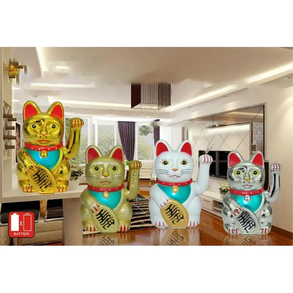 

1pc Lucky Cat Ornament Rifeng Electric Waving Lucky Cat Cashier New Store Opening Gift Home Office And Car Decor