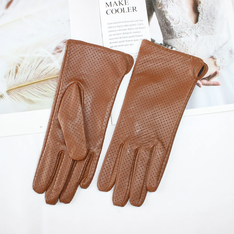 Женские овечьи перчатки New Fashion с полностью сетчатым дизайном, прохладной воздухопроницаемостью и шелковой подкладкой из кожи вождения.