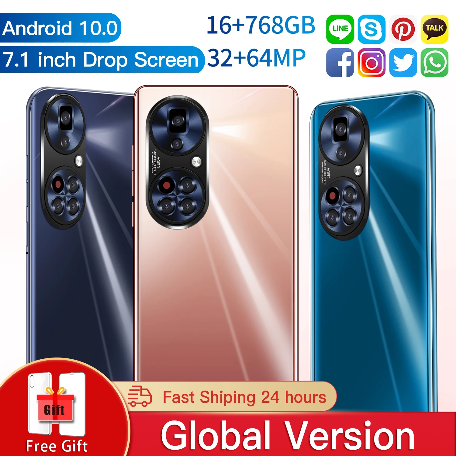 

Смартфон P50 Pro, 7,1 дюйма, 6800 мАч, 16 ГБ + 768 Гб ПЗУ, 32 + 64 Мп, две SIM-карты
