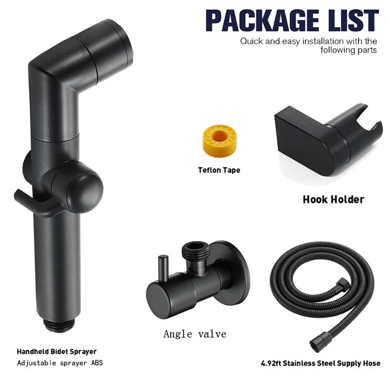 Bathroom Black Bidet Faucet Shower Tap Washer Mixer Corner Valve Faucets Toilet Hand Sprayer Wall Mounted
