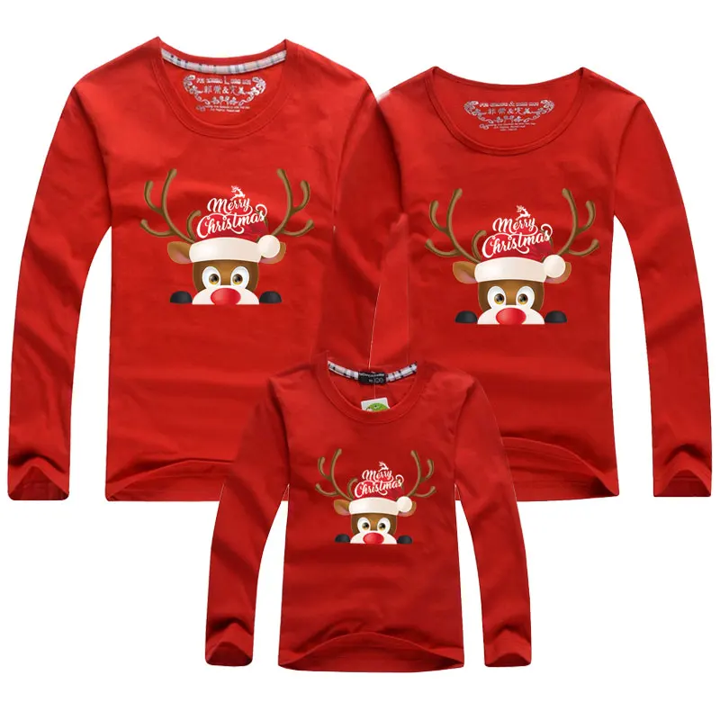 

Long Sleeve T Shirt Dad Mom Baby Family Suit Family Look Clothes Christmas Family Matching Outfits Father Son Mother Daughter