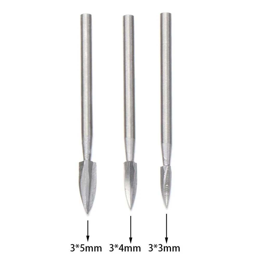 

3PCS/Set Wood Carving Drill Bit HSS Engraving Drill Bit Set Solid Carbide Steel Root Milling Grinder Burr Precise Carve Woodwork