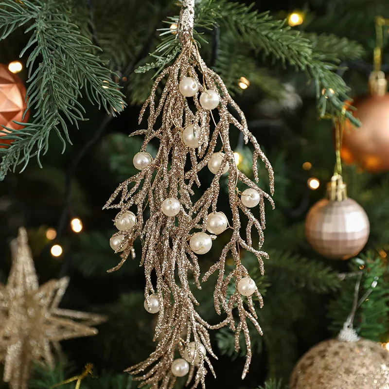 Подвеска в виде рождественской елки жемчуг пластиковые листья кипариса сделай