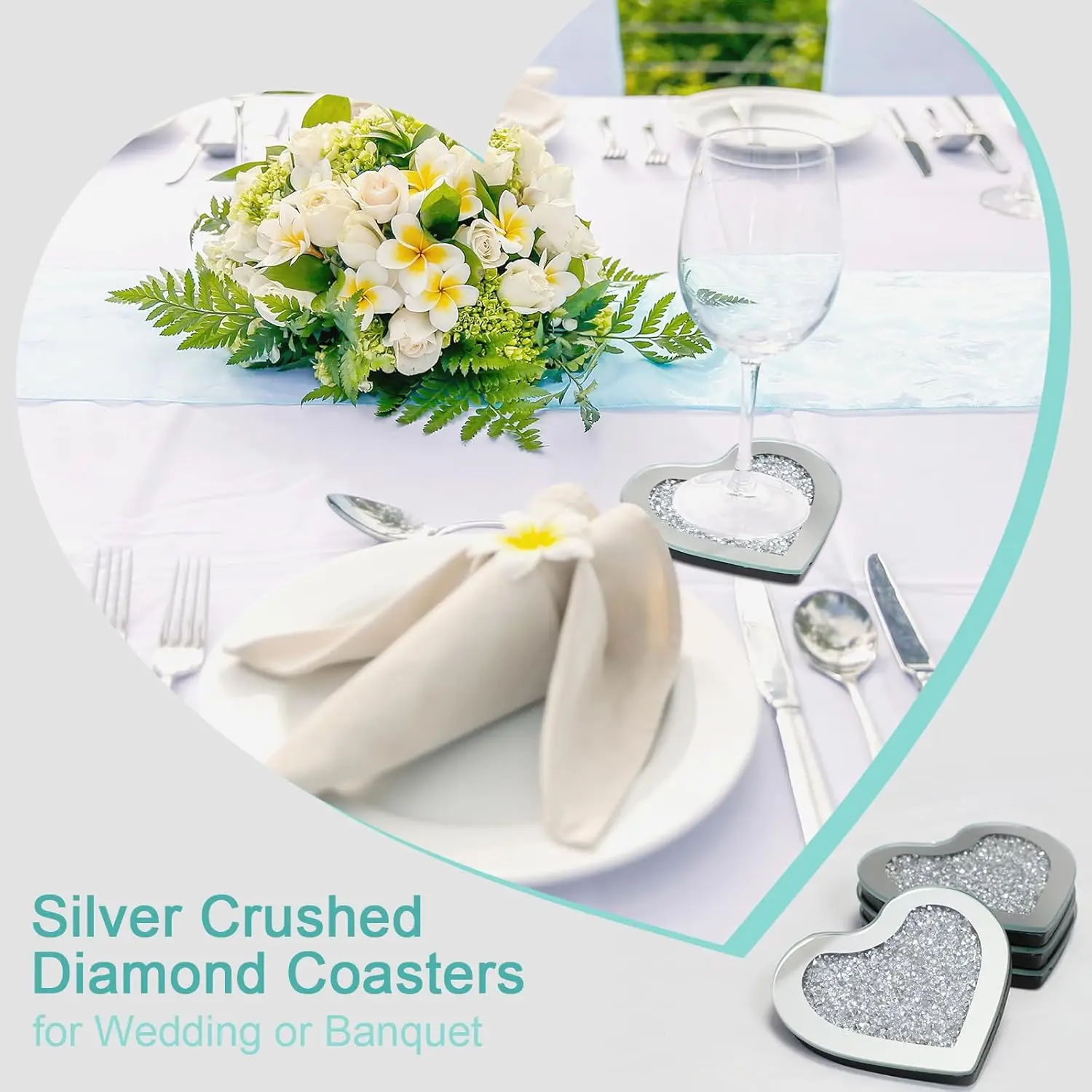 4 шт. стеклянная хрустальная подставка с бриллиантами зеркальная серебряный