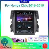 pxton tesla screen android car radio stereo multimedia player for honda civic 2016 2019 carplay auto 6g128g 4g dsp head unit
