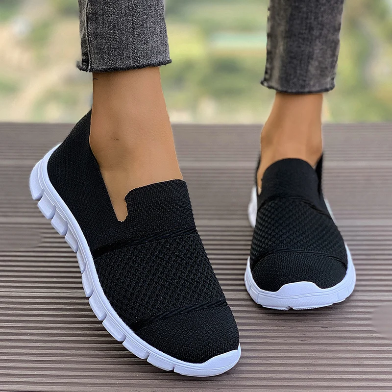 Lightweight Breathable Women's Mesh Flat Shoes Casual Soft Sole Low Top Walking Woman Plus Size Comfortable Slip On Flats