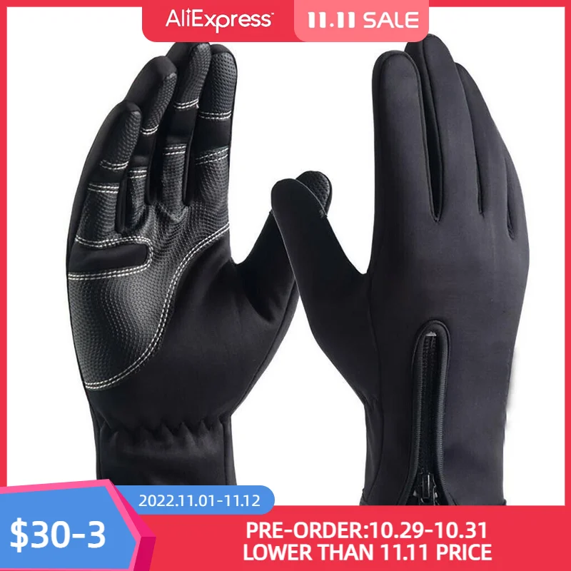 

1Pair Winter Gloves Waterproof Moto Thermal Fleece Lined Resistant Screen Non-slip Outdoor Motorbike Riding Hiking Skating