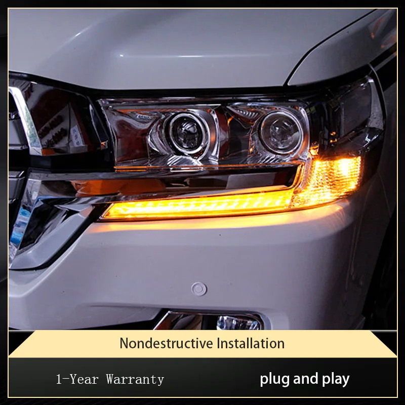 Фото Автомобильные фары для Toyota Land Cruiser 2016-2021 FJ200 LC200 светодиодный сборка фар модернизированная Бифокальная 4 линза DRL Fromt аксессуары №2