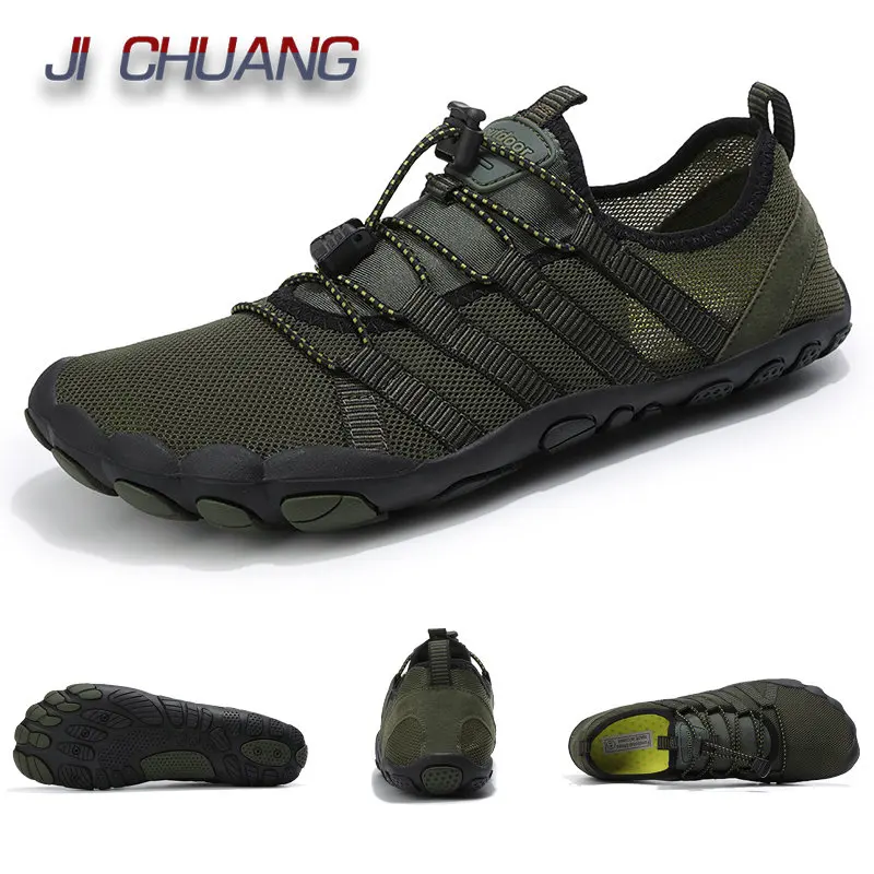 

Green Water Shoes For Men Aqua Upstream Shoes New Breathable Mesh Beach Sandals Summer Sport Shoes Women Swimming Shoes Slippers