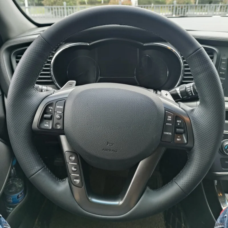 _ Дышащая искусственная кожа для Kia K5 Optima 2008 2009 2010 2011 2012 2013 оплетка рулевого колеса