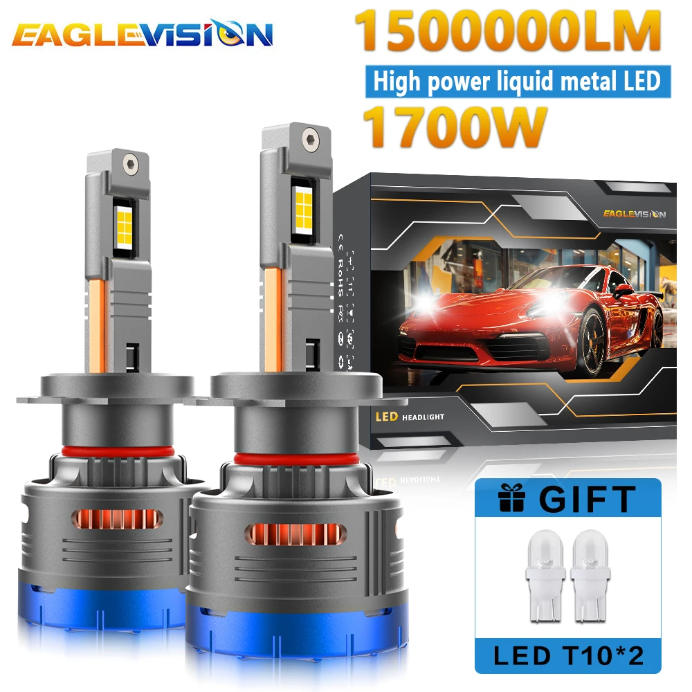 

EAGLEVISION мощные лампы для передних фар для автомобилей 1700W 6500k супер светодиодный H7 Canbus 9005 9006 9012 H1 H4 H7 H11 12V 24V