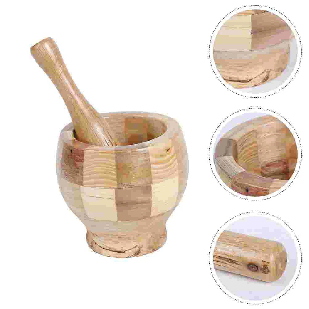 

Mortar Garlic Pestle Bowl Wooden Set Grinder Masher Crusher Grinding Wood Crush Pot Ginger Press Mini Kit Kitchen Molcajete