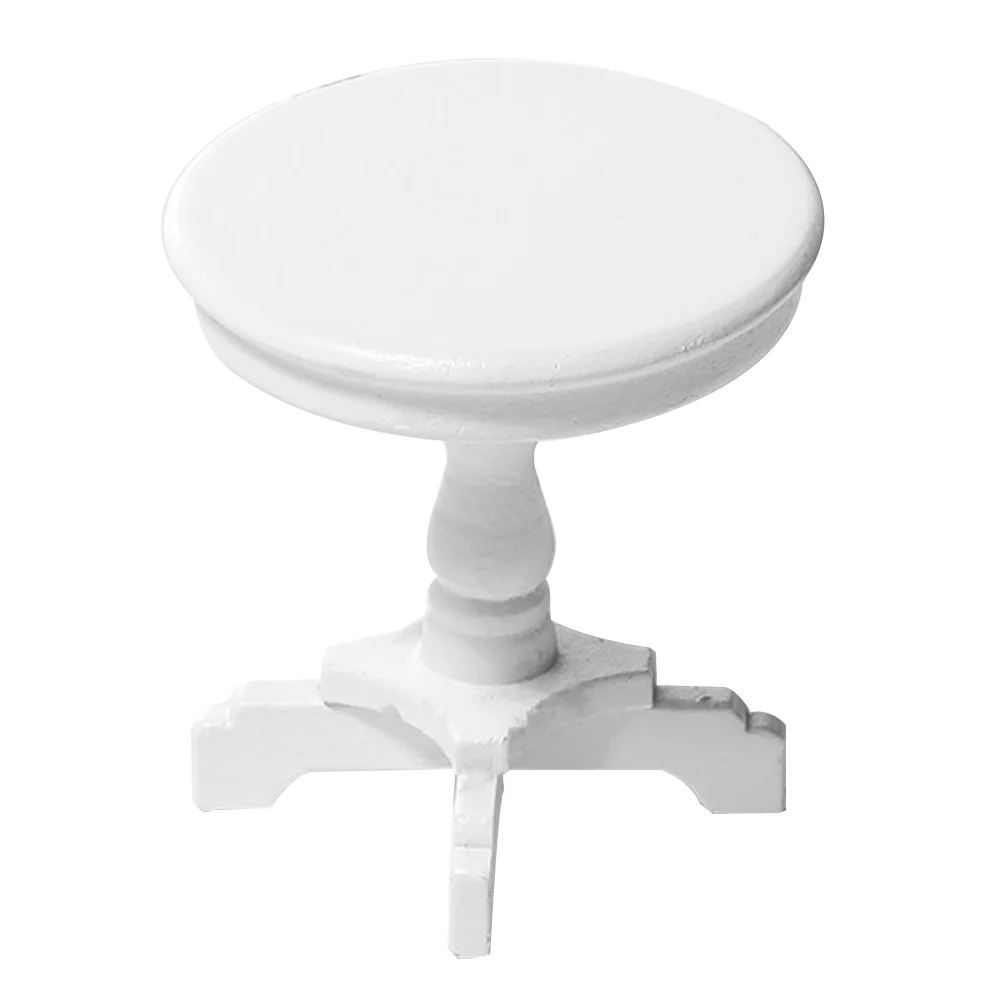 

Mini Small Round Table Side Decor Prop Living Room Micro Scene Wood -house Model