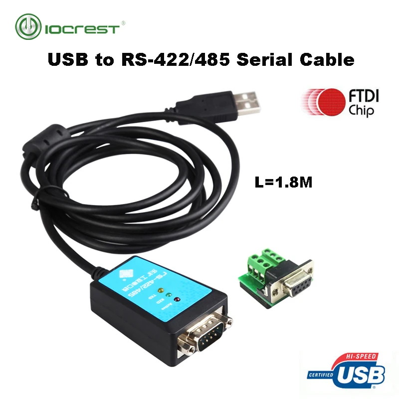 IOCREST 1.8M USB to Serial RS-422/485 Cable Converter USB to rs485 rs422 Communication Converter FTDI Chipset