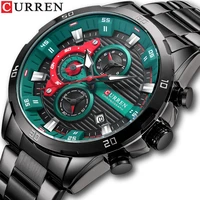 curren stainless steel quartz watches for mens creative fashion luminous dial with chronograph clock male casual wristwatches