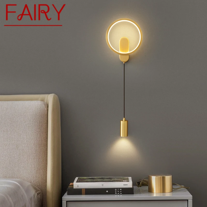 

FAIRY Interior Copper Wall Sconce LED 3 Colors Gold Brass Beside Light Decor Modern Home Live Bedroom