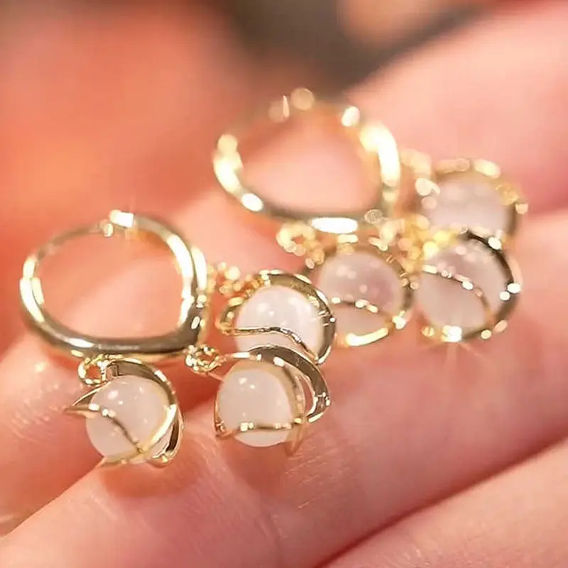 

Trendy Vintage Charmming Korean Fashion Bell Orchid Earrings for Women Personalized Design Prevent Allergy Hoop Earrings