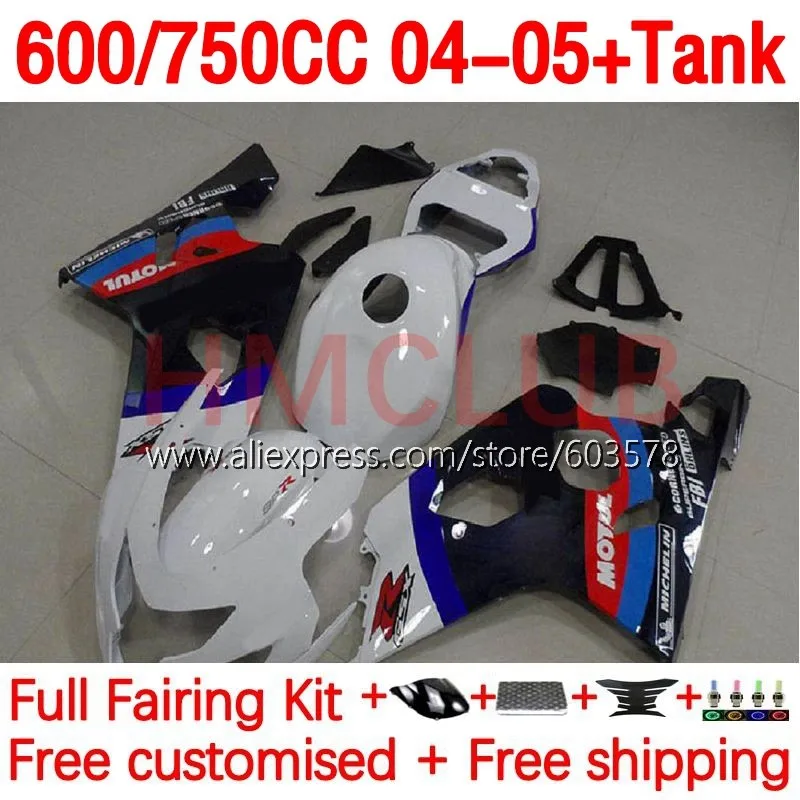 

+ Инъекция резервуара для SUZUKI GSXR 600 750 CC K4 GSXR750 GSXR-600 GSXR600 04 05 GSXR-750 2004 2005 Обтекатели 178No.52 синий белый