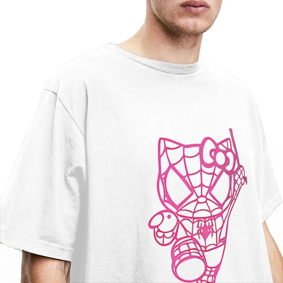 Розовая футболка Sanrio Hello Kitty с рисунком Человека-паука модные футболки короткими