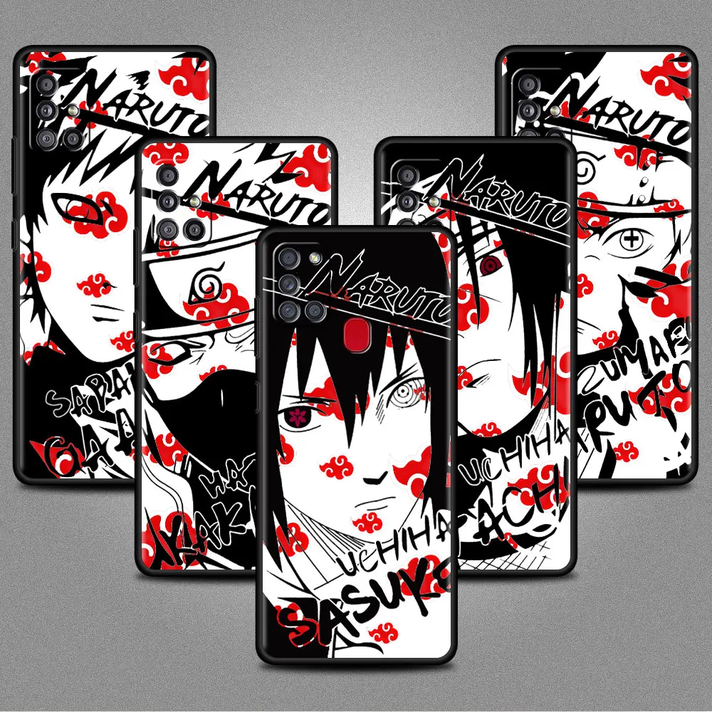 

Black Case For Samsung Galaxy A12 A51 A52 A21s A71 A32 A31 Luxury Phone Bumper Funda A72 A41 A11 A22 Cover Naruto Sasuke Kakashi
