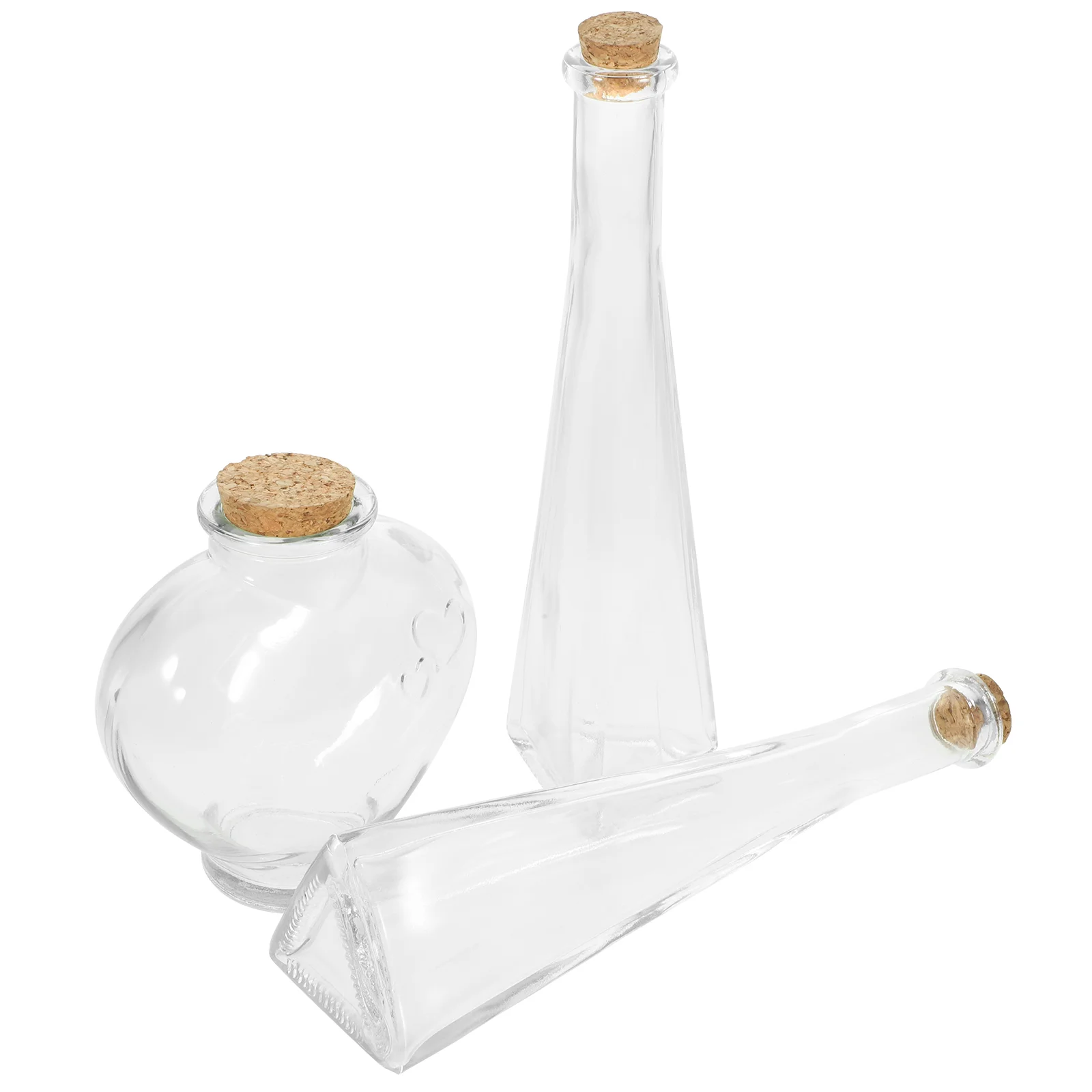 

3 Pcs Tiny Containers Souvenir Sand Decorative Bottle Empty Ocean Glass Wishing Drift Transparent Ceremony wedding set