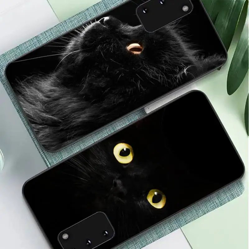 

Black Cat Staring Eye Phone Case for Samsung S10 21 20 9 8 plus lite S20 UlTRA 7edge