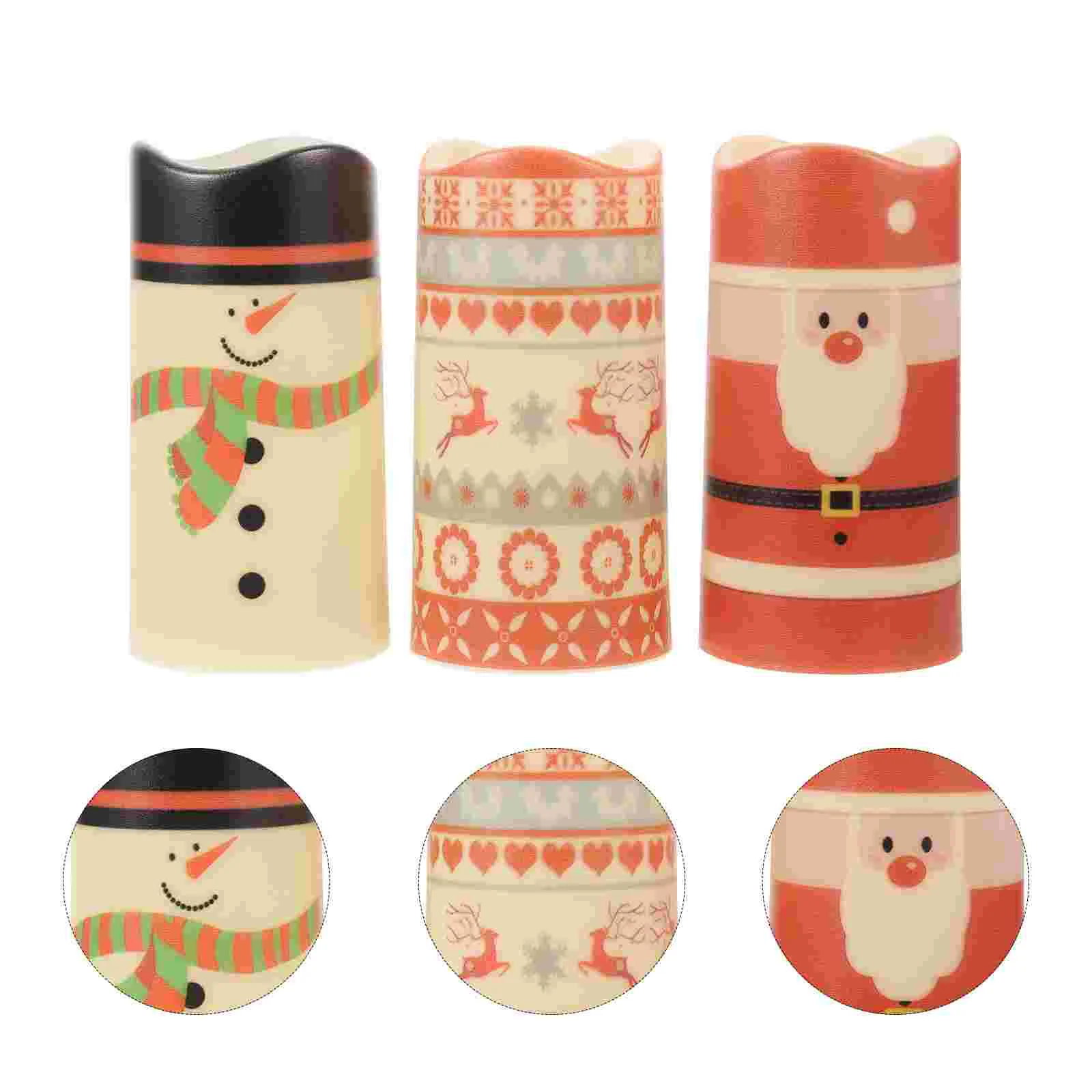 

3 Pcs LED Candles Lamp Christmas Decor Operated Decorations Supplies Indoor Flameless Taper Lights Conical Ornament