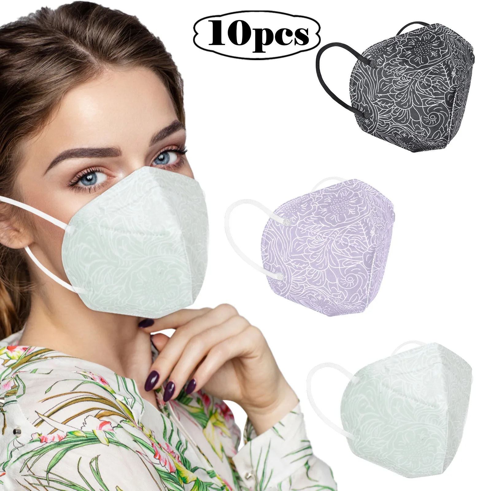 

Fog Cosplay Bandana Texture Adult Mask Mask Sketch Flower Anti-pollution Anti-wind Filter Five-layer 10pc High-density Pm2.5