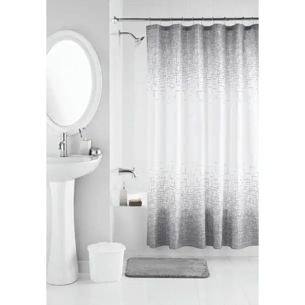 

Gray Weave Polyester/Ceramic Bathroom Accessory Set, Gray