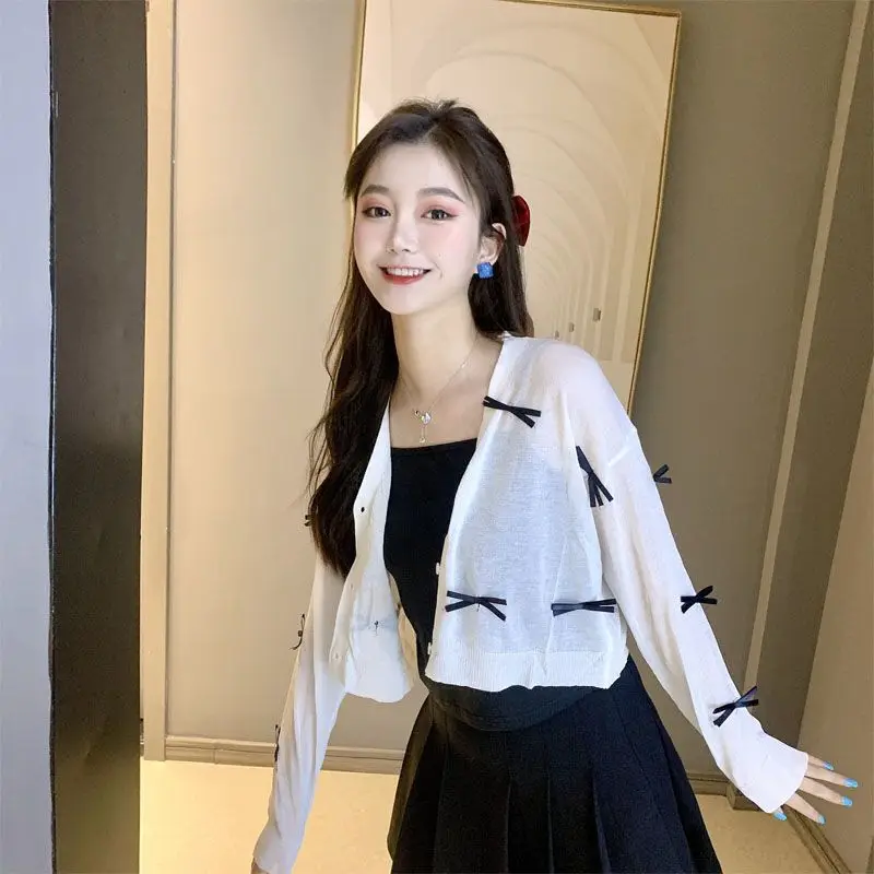 Женский тонкий вязаный кардиган Солнцезащитный Универсальный в стиле Харадзюку