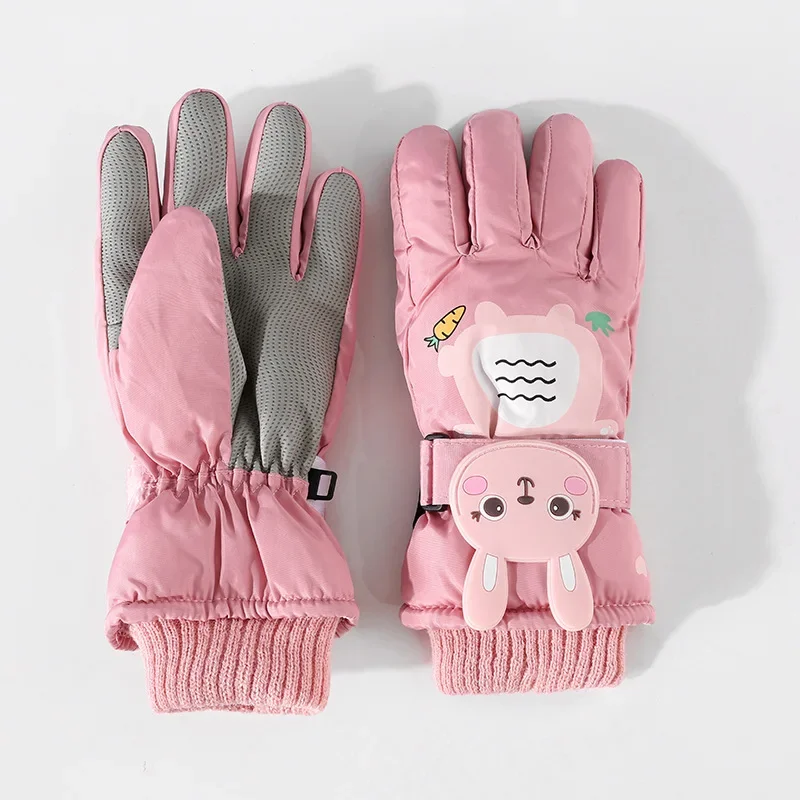 

Cute Rabbit Children's Outdoor Gloves Winter Warm and Cold-proof Kids Gloves Skiing and Cycling Windproof and Waterproof Gloves