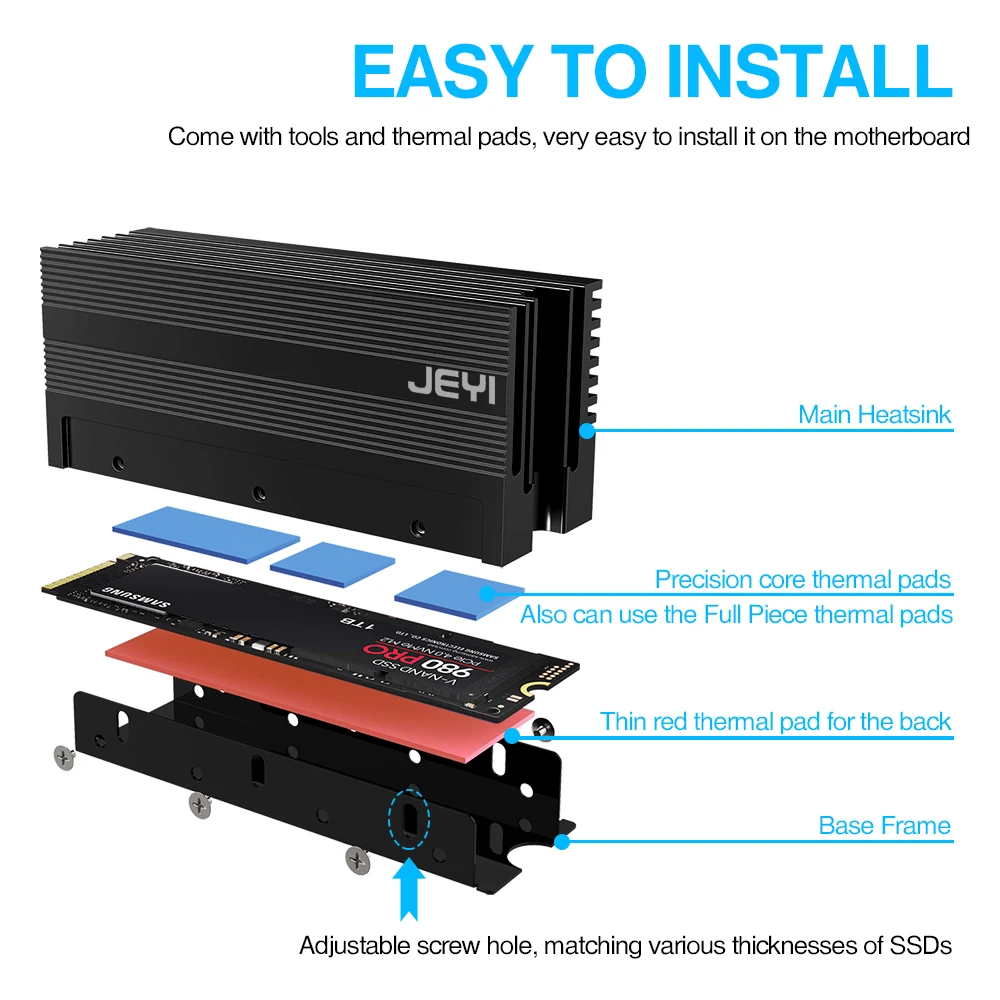 JEYI охлаждение Warship пылезащитный теплоотвод Золотой бар NVME NGFF M.2 2280 алюминиевый