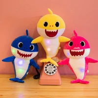 creative children shark english song music lighting cartoon baby plush doll music shark family plush light up kids toys