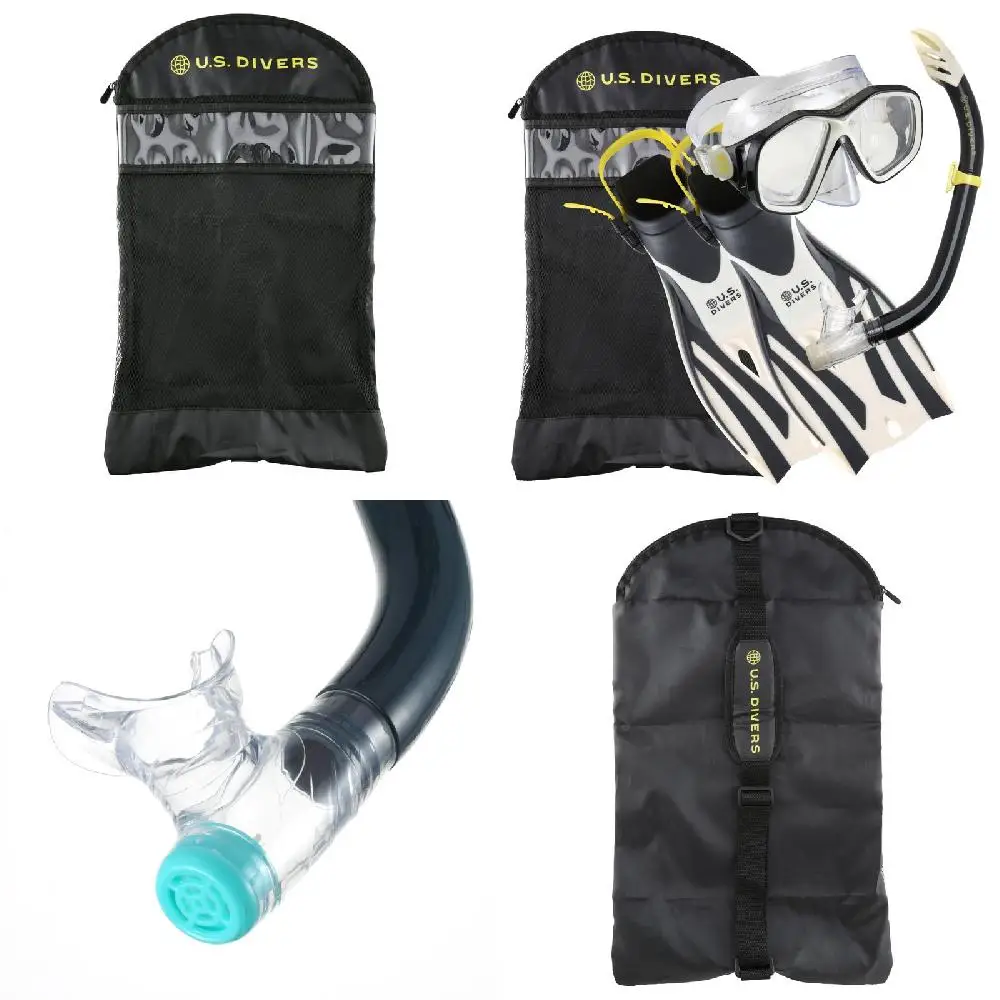 

Adorable Comfy S/M Snorkle Set with Mask, Fins, Snorkel & Gear Bag in Sand-Black for Ultimate Swimming Experience.