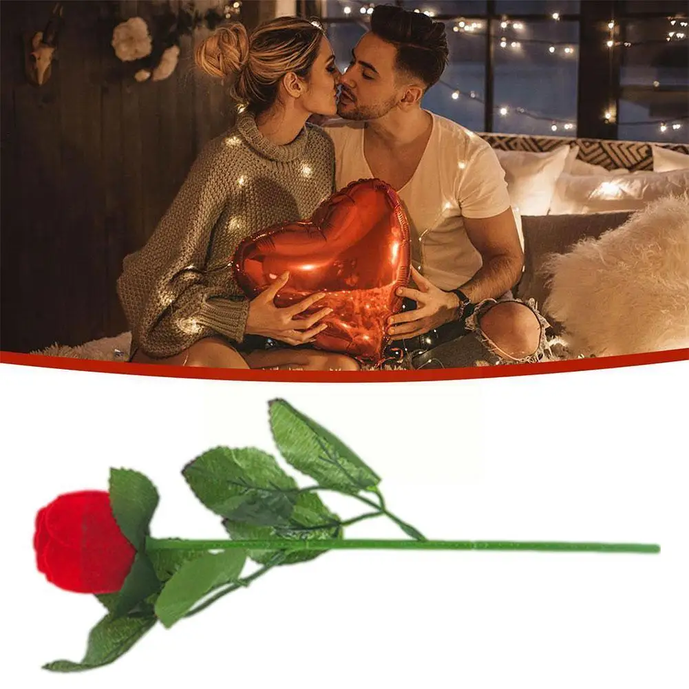 

Коробка с розовым кольцом для юбилеев раньше, красное ювелирное украшение в виде любовного цветка на День святого Валентина, Подарочная кор...