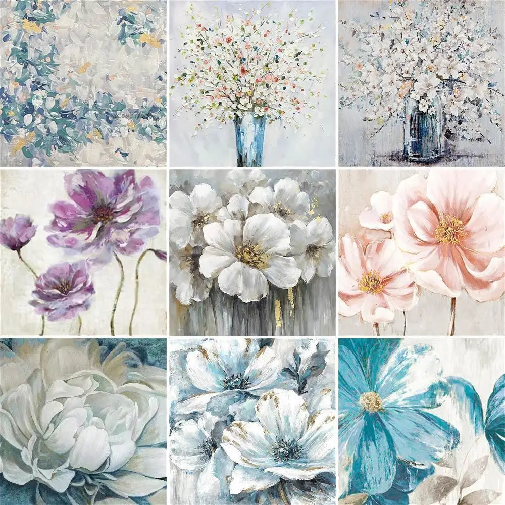 20x20 Цветочная краска по номерам Детские картины на холсте Ручная роспись