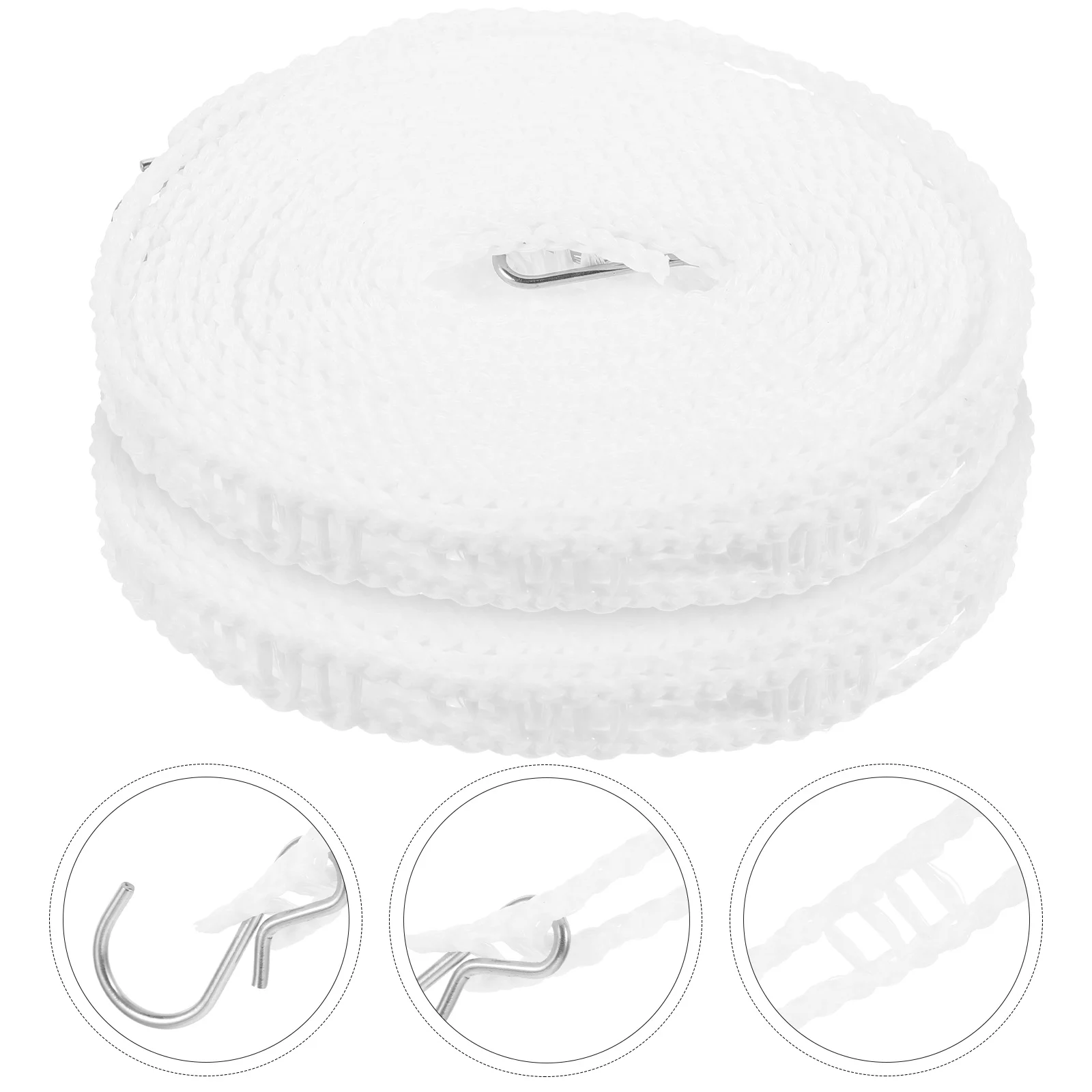 

2 Pcs Portable Clothesline Nonslip Drying Rope Clotheslines Travel Camping White Hanging