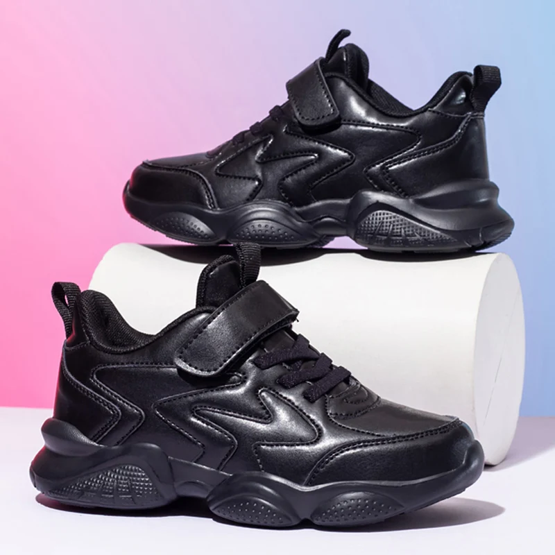 High Quality All Black Comfortable Platform Kids Sports Shoe