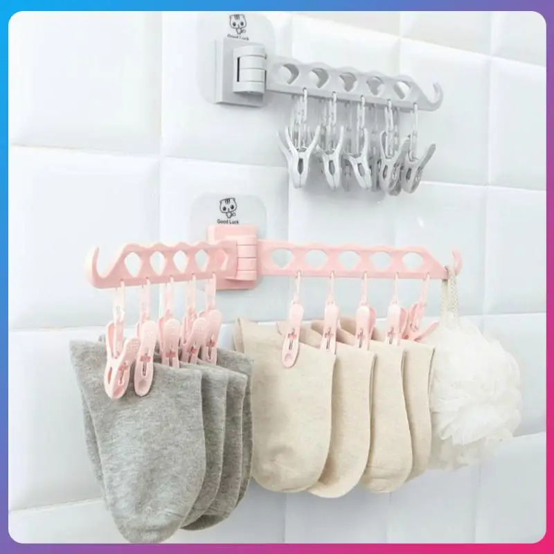 

Multifunction 10 Clip Socks Drying Racks Bathroom Rack Traveling Clothespin Travel Portable Folding Cloth Hanger Clips