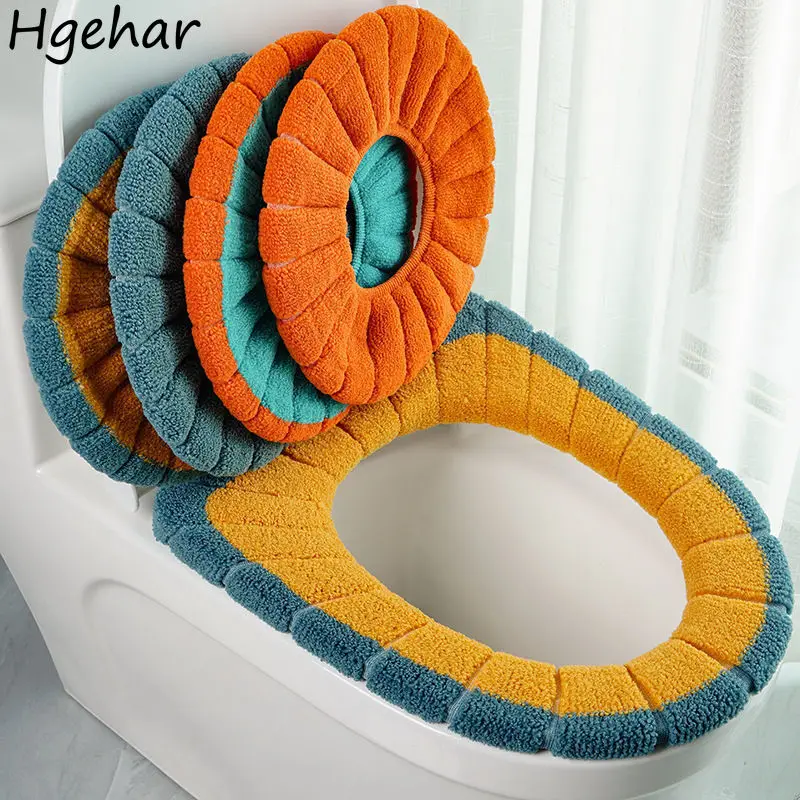 Toilet Seat Cover Colorful Simple Warm Soft Ulzzang Eco-Friendly Thicker Acrylic Overcoat Toilets Case Household Merchandises BF
