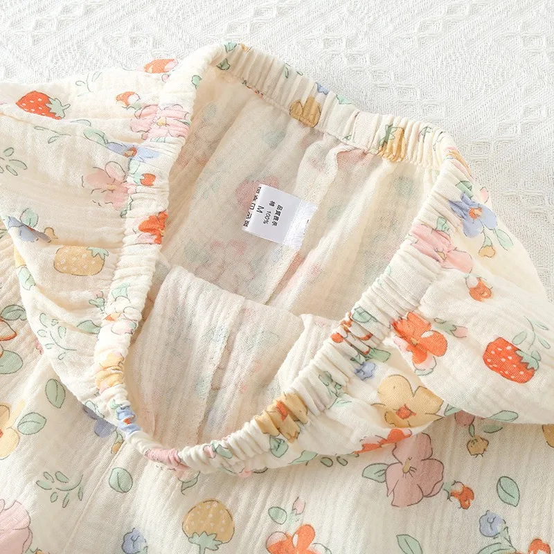 New Summer  Women's Pajama Suit 100% Cotton Crepe Lace Suspenders+Shorts Thin Cute Home Clothes 2-piece Set Sleepwear Pajamas