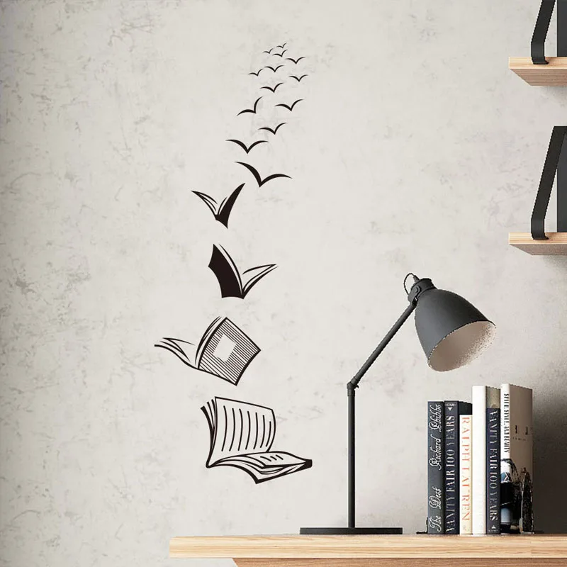 

Flying Birds And Books Wall Stickers Reading Room School Library Classroom Study Room Gift Kids Room Decoration Vinyl Decals