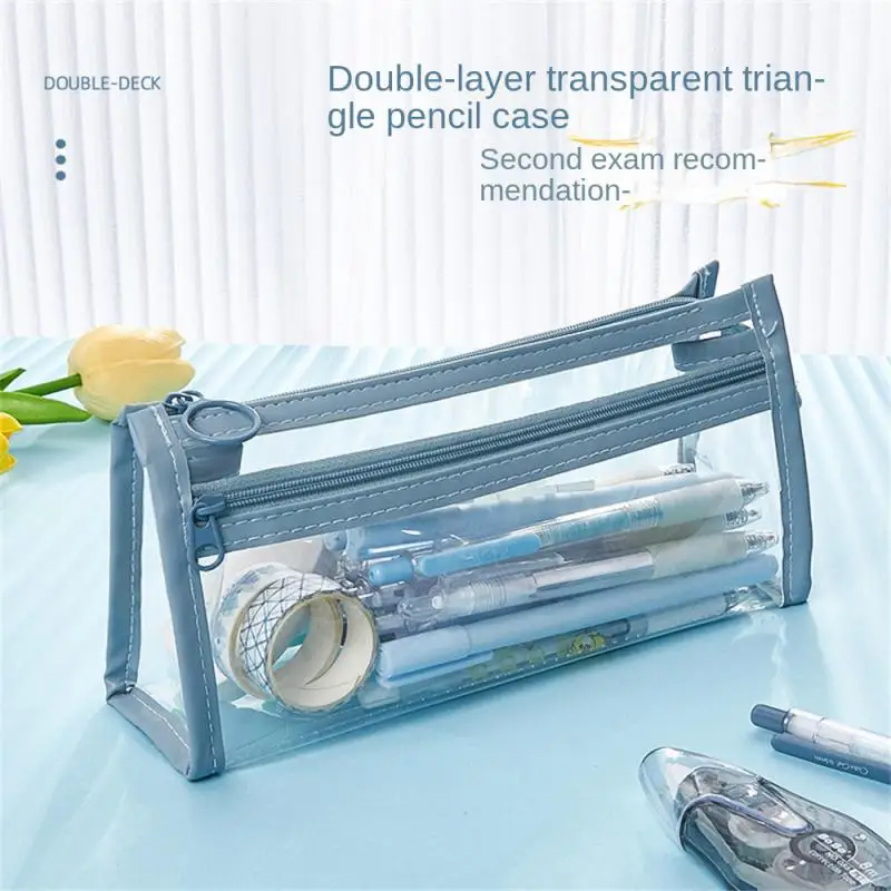 

Transparent Stationery Pencil Bag PVC Stationery Large Capacity Pencil Case Pen Box Student Examination School Study Supplies