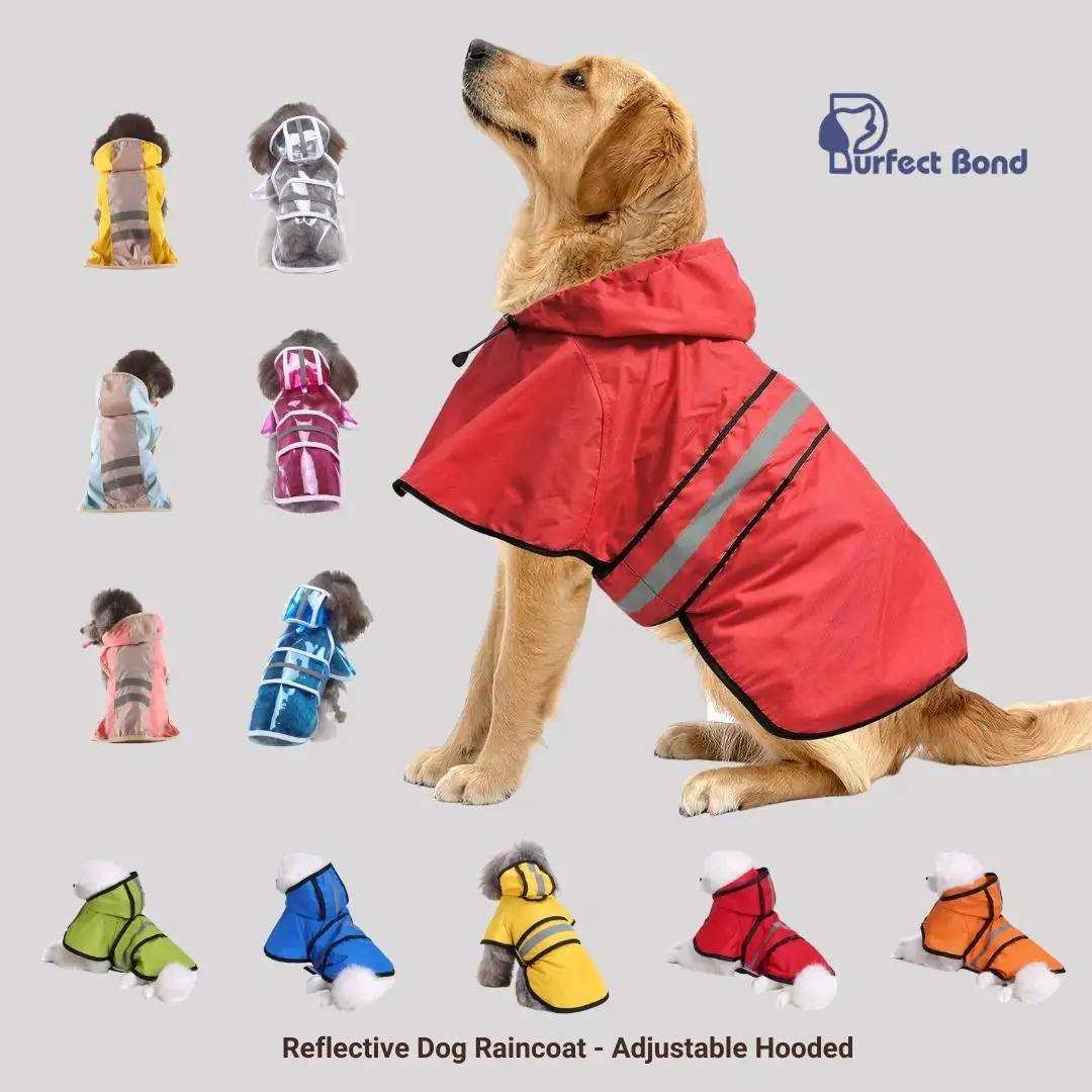 

Dog Raincoat Hooded Slicker Poncho with Leash Hole, Dog Raincoat for Small Medium Dogs, Reflective Strip, Adjustable Breathable